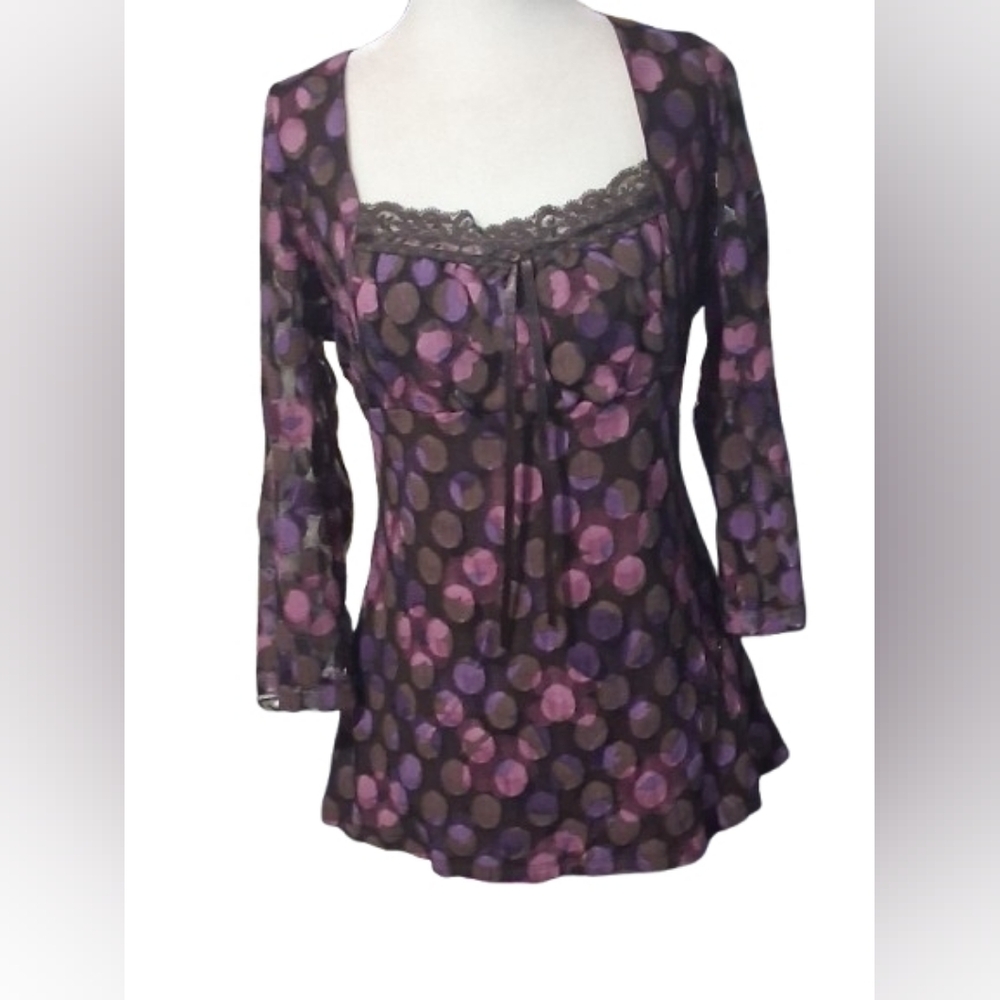 New, "NWOT", NEVER WORN, Polka Dot, 3/4 Lenght Sleeve, Square Neckline XL